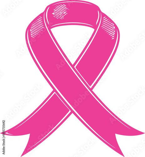 Pink ribbon symbol of breast cancer awareness and support campaign