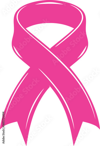 Iconic pink ribbon symbolizing breast cancer awareness and support
