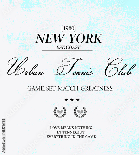 Vintage Typography illustration of a City Print Design with a vintage decorative Sports, text, and holiday Tennis, women's print design, tee sweatshirt artwork and poster