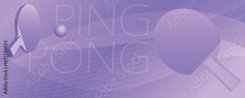 Ping pong poster, two rackets, ball, abstract gradient background, suitable for table tennis tournament poster design. Illustration sport school, tennis club, racket sports, fitness, training