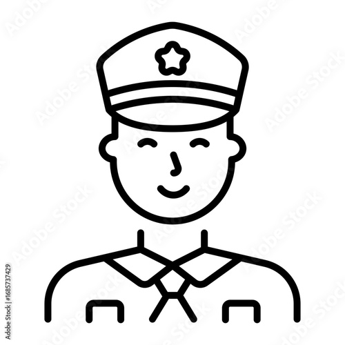 A linear style icon representing police
