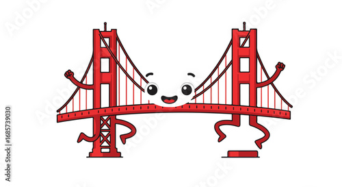 Cartoon golden gate bridge illustration