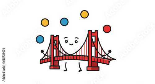 Cartoon golden gate bridge illustration