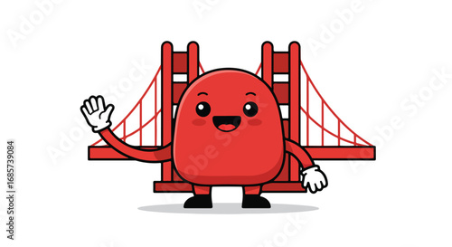 Cartoon golden gate bridge mascot