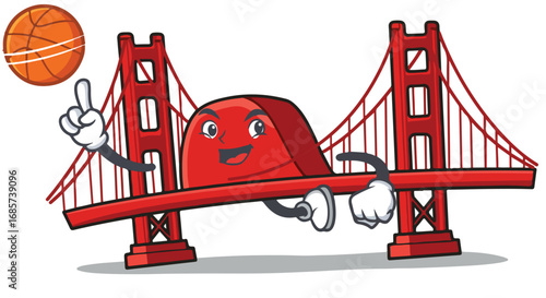 Cartoon golden gate bridge over stylized legs