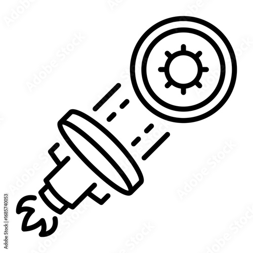 A linear style icon representing cryogenic engine