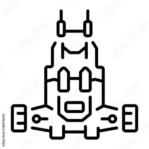 A line style icon showing interplanetary spaceship