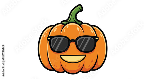 Cartoon pumpkin with sunglasses