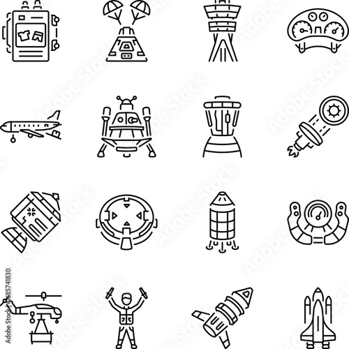 Pack of Spacecraft Line Style Icons 


