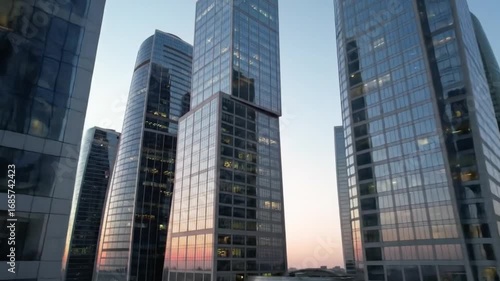 Wallpaper Mural Skyscrapers reflecting sunset aerial Torontodigital.ca