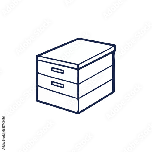 3D render of a stack of modern office boxes used for business and finance document storage