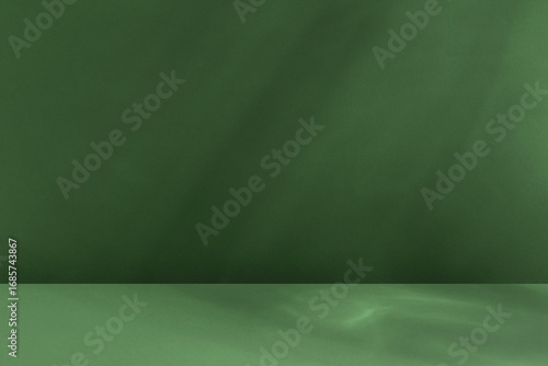 Minimal abstract green background with aesthetic light and shadows