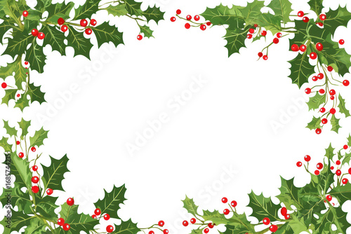 PNG Simple Christmas holly frame illustration christmas elements.