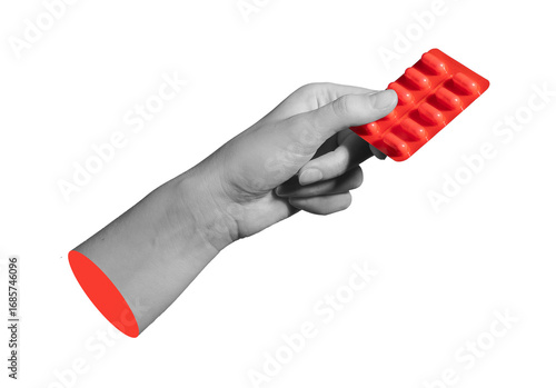 Female hand with blister pack of capsules. Concept of medical prescription, pills, and treatment..