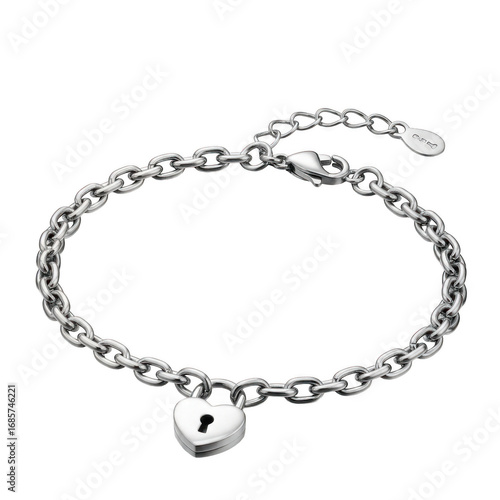 Wallpaper Mural Silver heart padlock charm bracelet isolated on transparent background Torontodigital.ca