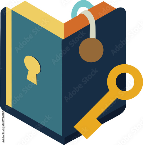 Secret book with key