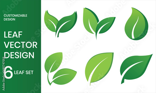 Eco friendly label sign with green leaf nature design illustration