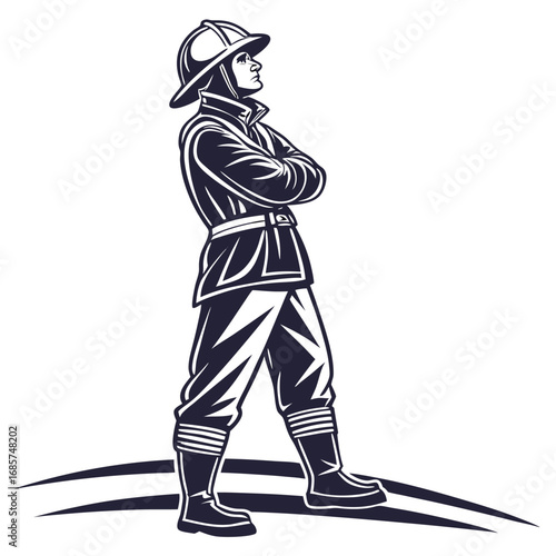 Firefighter in Uniform with Arms Crossed helmet boots