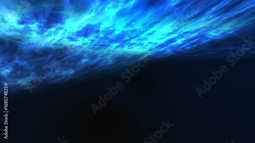 Azure Dreamscape A Serene Vision of Celestial Lights Over a Dark Abyss