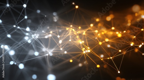 Wallpaper Mural Abstract network of glowing nodes and connecting lines illustrating digital data flow and connectivity in a modern design Torontodigital.ca