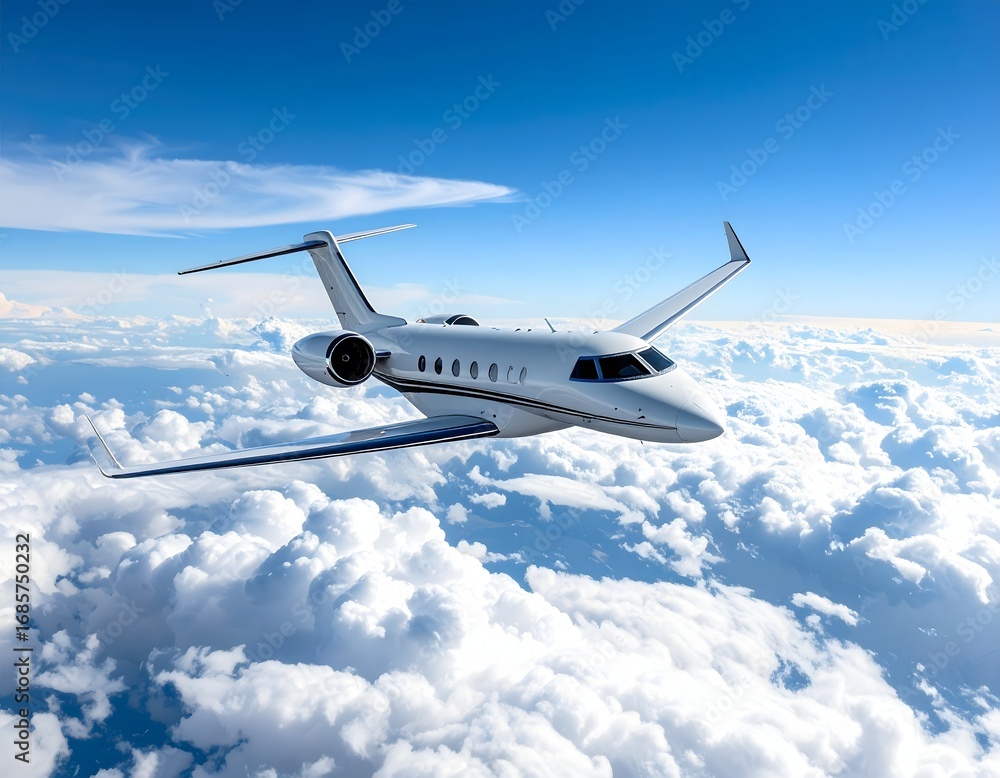 Obraz premium Aerial View Business Plane in Clouds