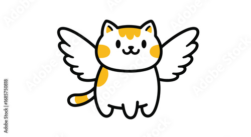 Cute cartoon cat with wings