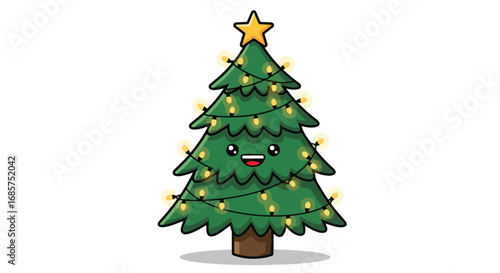 Cute cartoon christmas tree illustration
