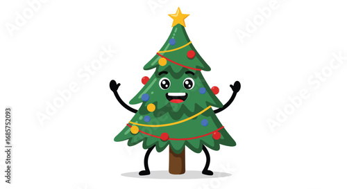 Cute cartoon christmas tree illustration