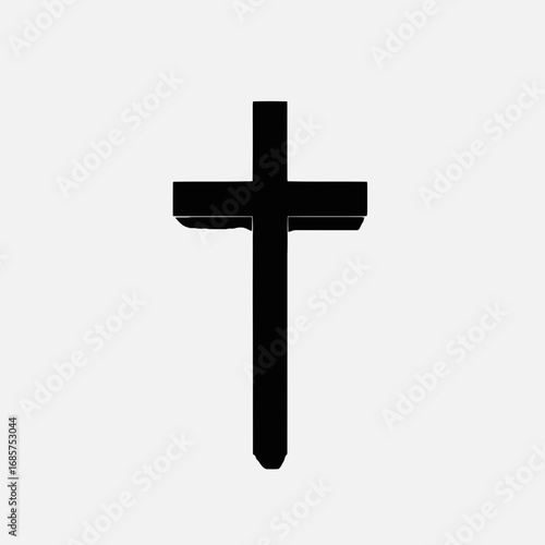 Vector art of a simple black christian cross symbol isolated on a, representing faith and religion