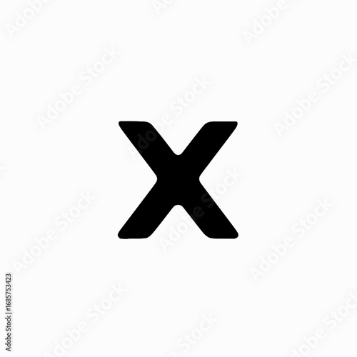 Vector art of a bold, black letter x symbol isolated on a clean, representing negation, cancellation, or a mark
