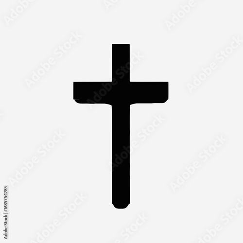 Vector art of a simple black cross symbol isolated on a, representing faith, religion, and christianity
