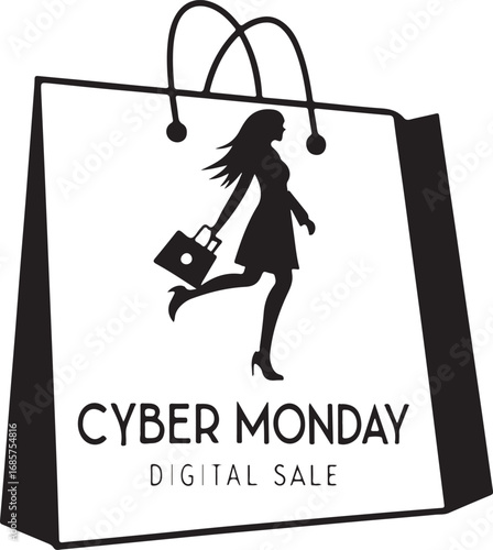 Cyber Monday Digital Sale Vector Silhouette