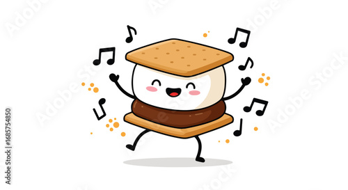 Cute cartoon smores character dancing