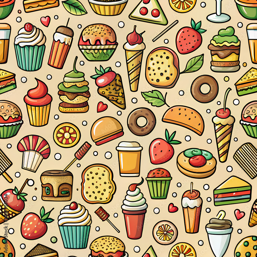 seamless pattern with food and drink seamless pattern with food and drink
