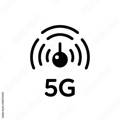 Vector art of 5g wireless network icon with signal waves, representing fifth generation mobile technology
