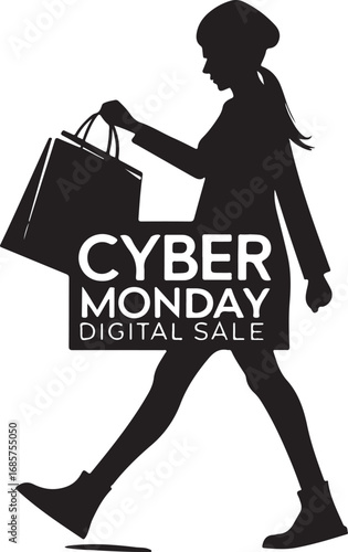 Cyber Monday Digital Sale Vector Silhouette