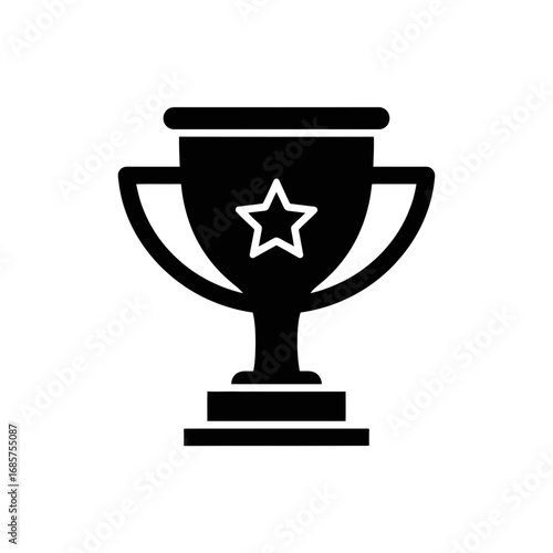 Vector art of a black silhouette of a trophy with a star inside, isolated on a, representing achievement and victory