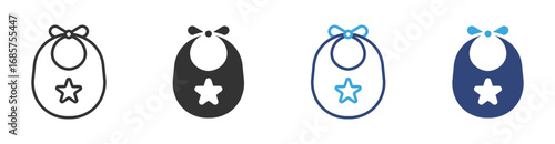 Baby bib icon set in outline and flat style , vector illustration. 
