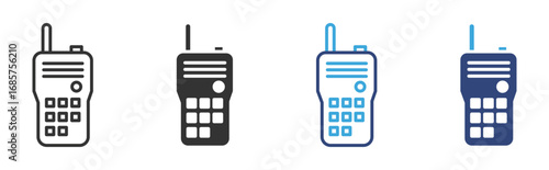 walkie talkie  icon set in outline and flat style , radio icons,  vector illustration. 
