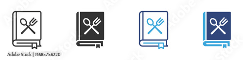 Recipe Book icon set in outline and flat style , vector illustration.