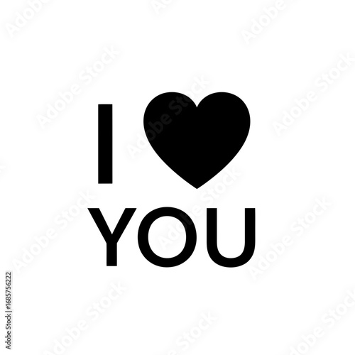 Vector art of i love you text with a black heart symbol