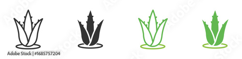 Aloe vera icon , Aloe vera plant with leaves icon set, vector illustration . 