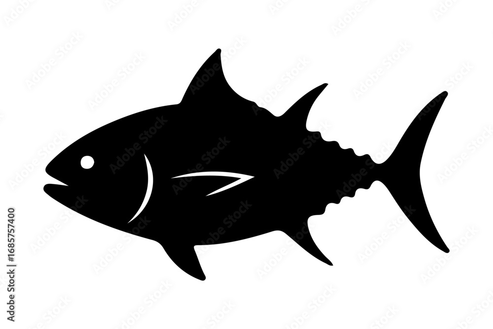 Fototapeta premium Silhouette of a tuna fish, ideal for marine, ocean life, and seafood-themed designs