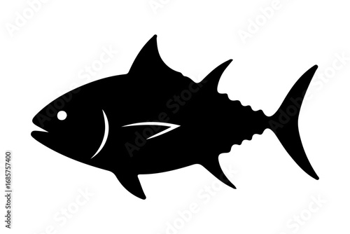 Silhouette of a tuna fish, ideal for marine, ocean life, and seafood-themed designs