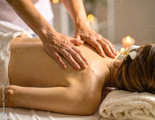 Woman Receiving a Relaxing Back Massage at a Spa.