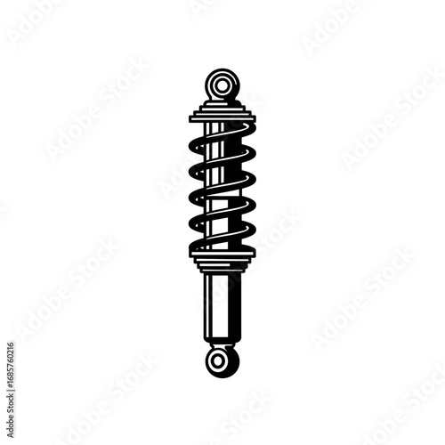 Shock absorber vector in minimalist style with monochrome colors. Technology, mechanical and equipment spare parts