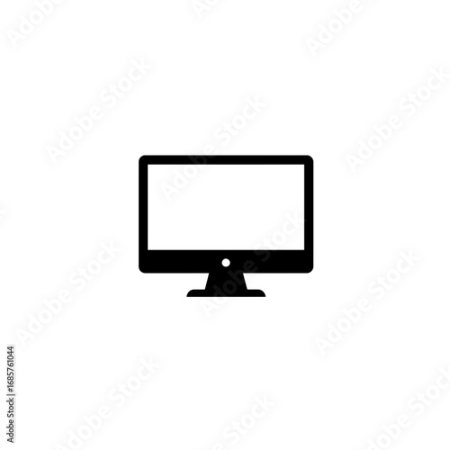 Black computer monitor or tv panel vector icon in minimalist style. Spare parts for personal computer, blank screen