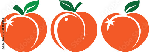 A set of Peach Fruit Vector Design Illustration Clipart Eps for logo	