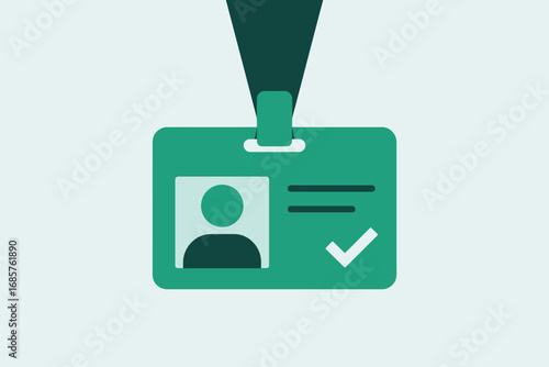 Id card identification badge security access employee verification checkmark valid