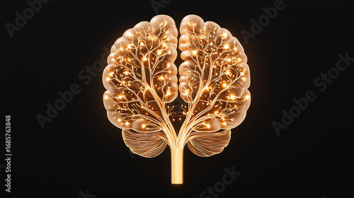 Glowing brain illustration with intricate neural connections, symbolizing intelligence and creativity